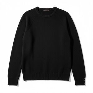 J.McLaughlin Cashmere Sweater Womens S Black Euc Crewneck Button Cuff Raglan